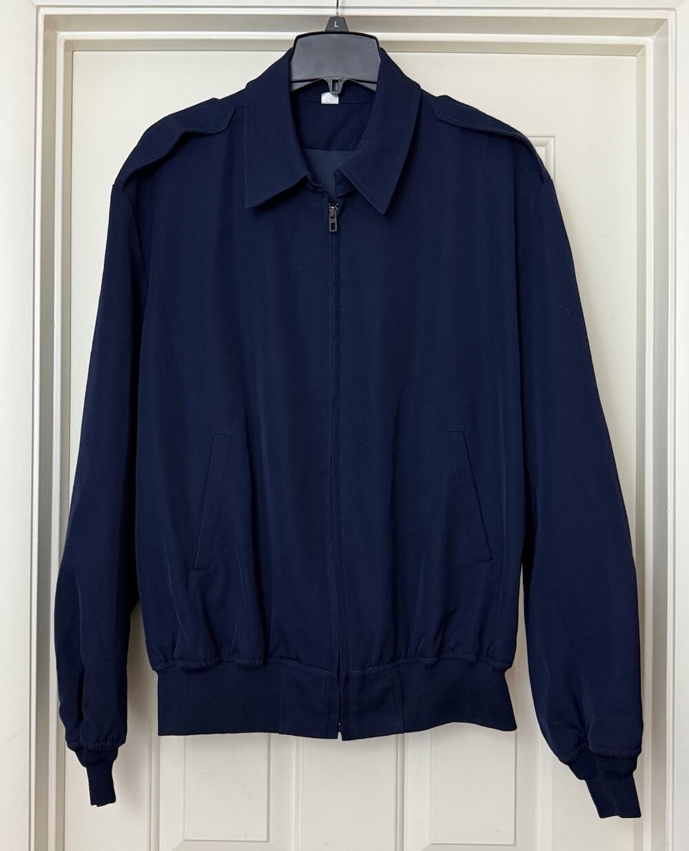 Vintage USAF Mens Lightweight Bomber Jacket Large Blue Poly Wool 80’s LARP